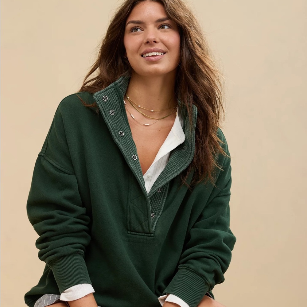 Aerie Getaway Quarter Snap Sweatshirt